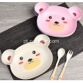 Conjunto de louça de fibra de bambu de forma de urso colorido